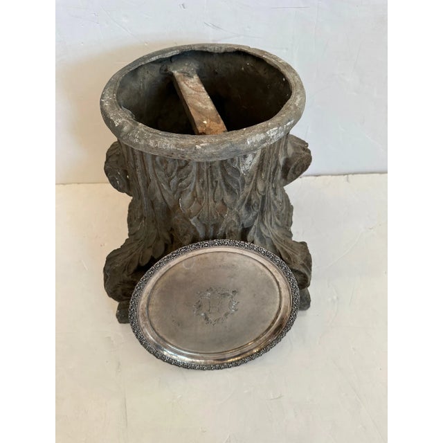 Antique Fois Bois Carved Drinks End Table With 19th Century Silverplate Tray Top For Sale - Image 9 of 10