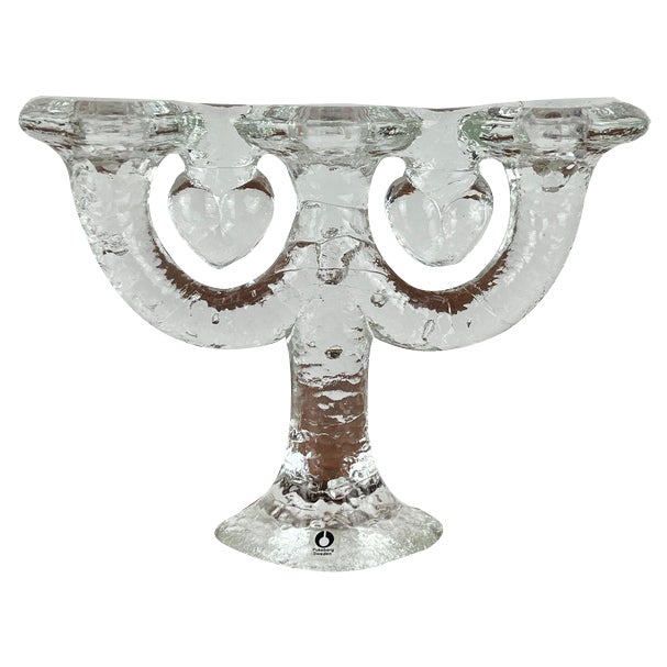 Vintage Swedish Glass Candleholder from Pukeberg, 1970s For Sale