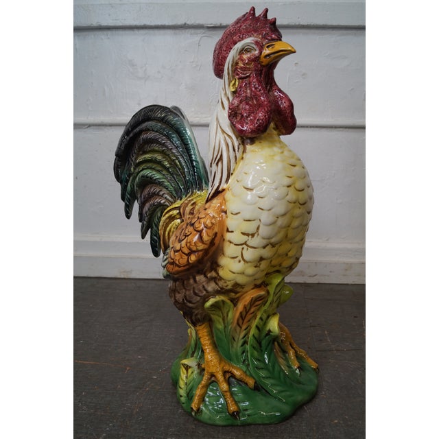 Large Italian Ceramic Pottery Rooster Chicken Statue Chairish