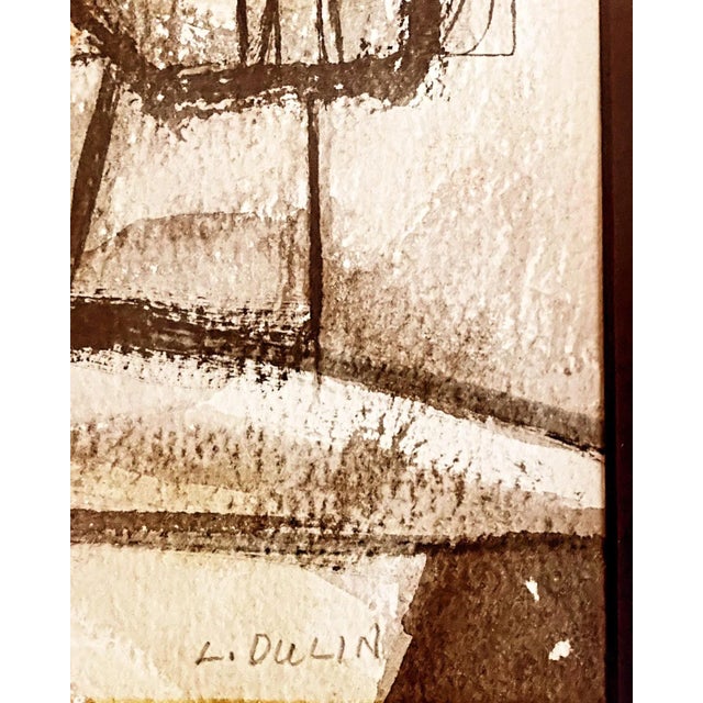 Signed & Framed Modernist Abstract Watercolor Painting For Sale - Image 4 of 5