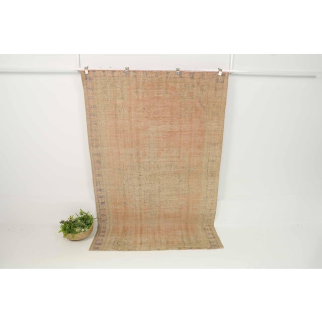 Textile 1970s Vintage Turkish Handmade Wool Cotton Pink Area Rug For Sale - Image 7 of 12