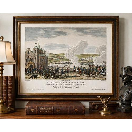 Napoleonic Wars, Battle of Eylau, Hand-Colored Engraving, 1807 For Sale - Image 9 of 13