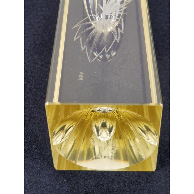 Citrine Drop Cut Engraved Glass Vase by Antonin Drobnik for ZBS, 1960s For Sale - Image 9 of 14