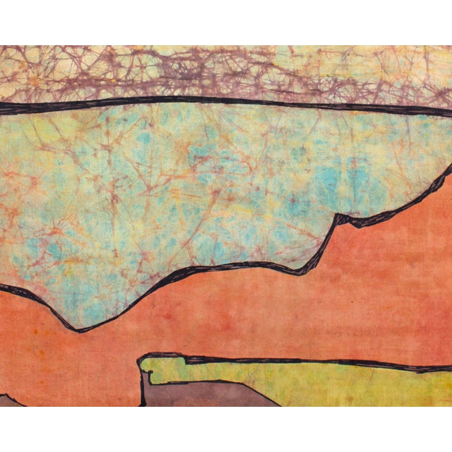 Late 20th Century Abstract Landscape Batik Signed by Harry Hilson For Sale - Image 5 of 9