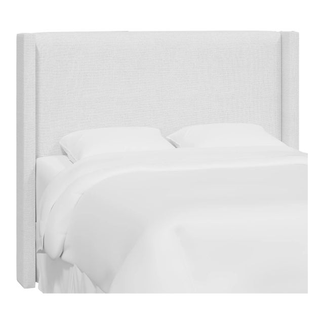 Red from Scalamandre crafted by Cloth & Company Hudson Queen Headboard, White Solid Linen For Sale