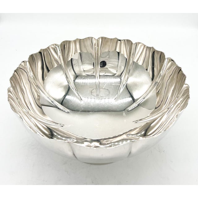 Christofle Mid-Century “Dublin” by Fisher Silverplate Pedestal Bowl – Fluted Tulip Form / Hollywood Regency For Sale - Image 4 of 11