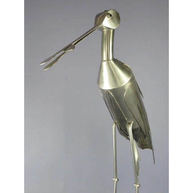 1980s Italian Modern Steel Heron Bird Sculpture, 1980s For Sale - Image 5 of 11