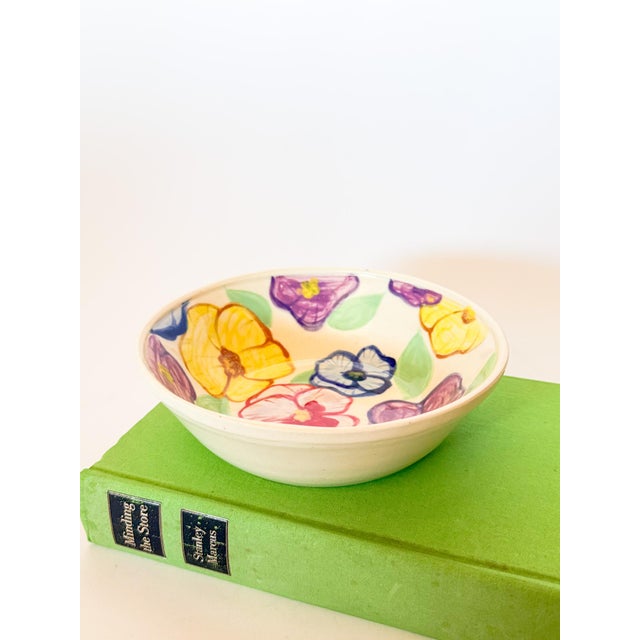 Ceramic Hand Painted Artisan Studio Pottery Flower Bowl For Sale - Image 7 of 7