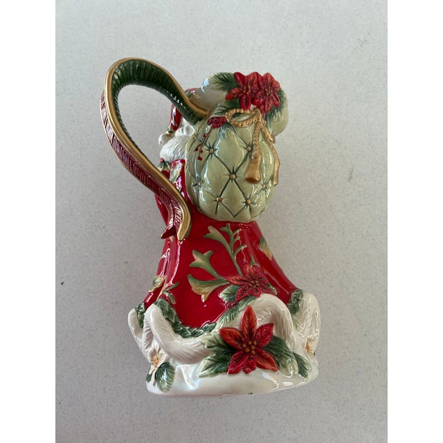 Fitz and Floyd Vintage Pitcher Ceramic Santa Claus For Sale - Image 4 of 11