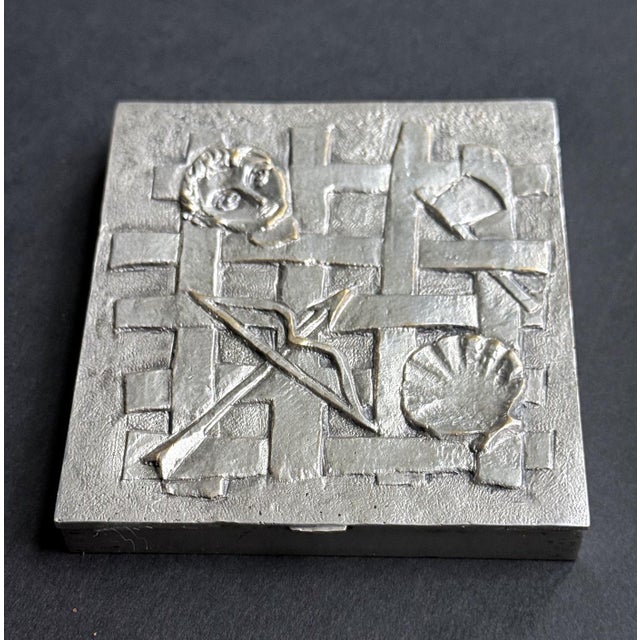 A rare metal box called "Holopherne" in silvered cast bronze by Parisian art jeweler Line Vautrin (1913-1997). Made in...