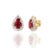 This is part of Chairish’s Fine Jewelry assortment. Pear Cut Ruby Diamond Halo Studs in 18K Gold. Embrace your look with...