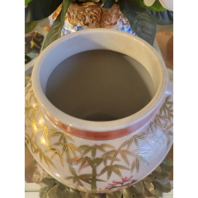 Burgundy Vintage Imari Style Ceramic Chinoiserie Ginger Jar With Lid For Sale - Image 8 of 8