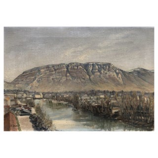 R. Liegaut, Vue sur le Salève et l'Arve, Campagne genevoise, Oil on Canvas For Sale