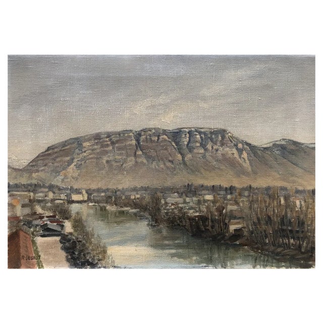 R. Liegaut, Vue sur le Salève et l'Arve, Campagne genevoise, Oil on Canvas For Sale