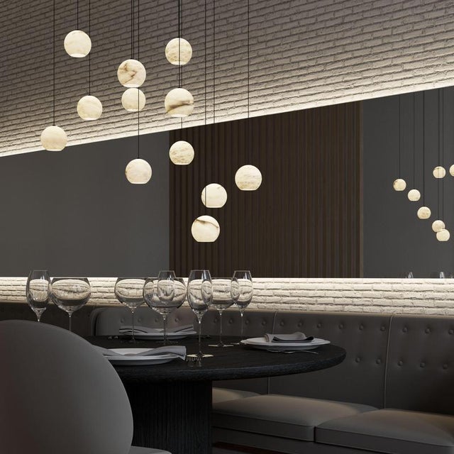 Not Yet Made - Made To Order Rain Balls Pendant Lamps by United Alabaster, Set of 9 For Sale - Image 5 of 6