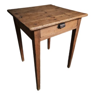 French Pine Side Table with Drawer, 19th Century For Sale