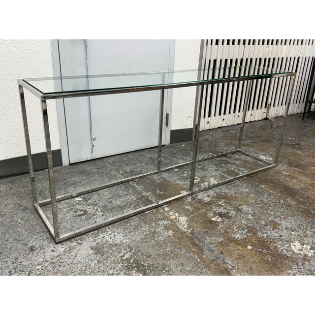 Modern Modern Chrome + Glass Console Table For Sale - Image 3 of 12