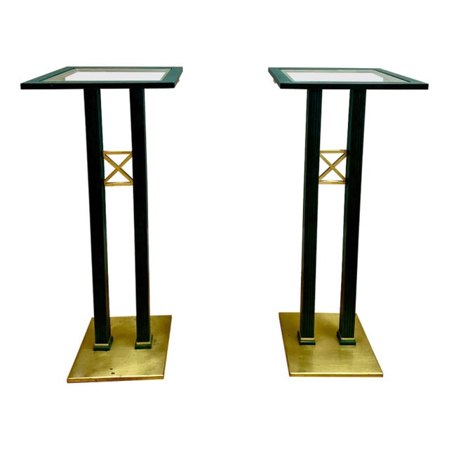 Italian Brass and Bronze Pedestals, 1980, Set of 2 For Sale