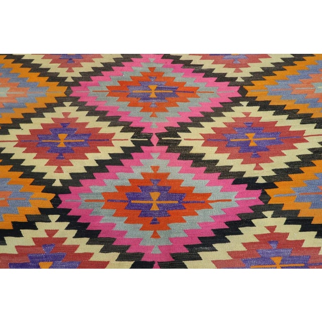 Mid 20th Century Mid 20th Century Turkish Antalya Kilim Rug-6′8″ × 9′1″ For Sale - Image 5 of 13