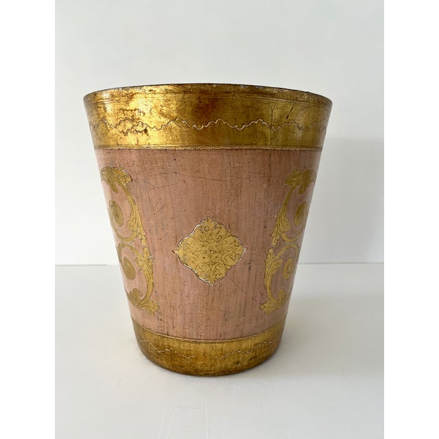 Italian Florentine Gilt Waste Basket For Sale - Image 4 of 10