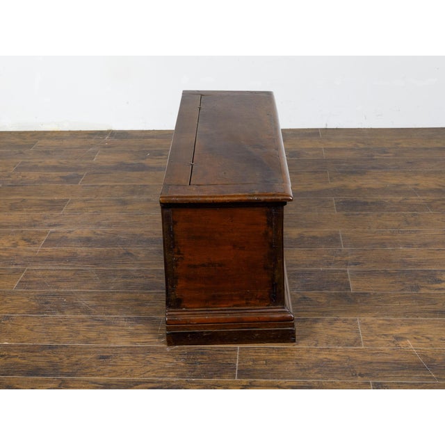 Wood Italian 18th Century Walnut Coffer with Lift Top, Marquetry and Bracket Feet For Sale - Image 7 of 12