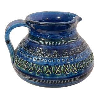 Blue Ceramic Jug by Aldo Londi for Bitossi, 1970s For Sale