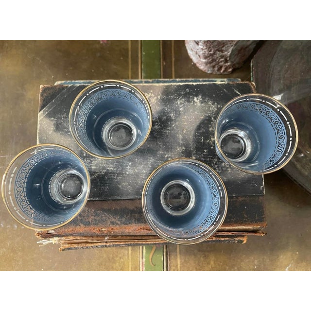 Mid-Century Modern Set of Four (4) Blue 1960s Hellenic Cocktail Glasses For Sale - Image 3 of 6