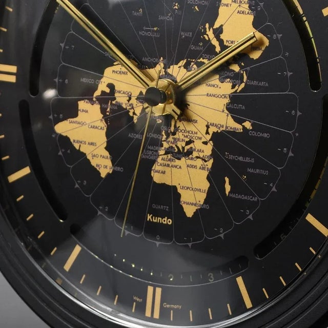 Mid-Century Modern Vintage German World-Time Clock from Kundo, 1980s For Sale - Image 3 of 8