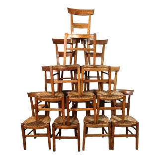 19th-Century Straw-Seated Chairs, Set of 10 For Sale