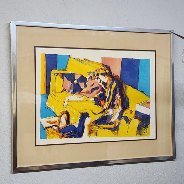 Nicola Simbari Nicola Simbari (1927-2012) Post Modern Seriograph 1964 Pencil Signed and Numbered Early Work Bright Colorful For Sale - Image 4 of 11