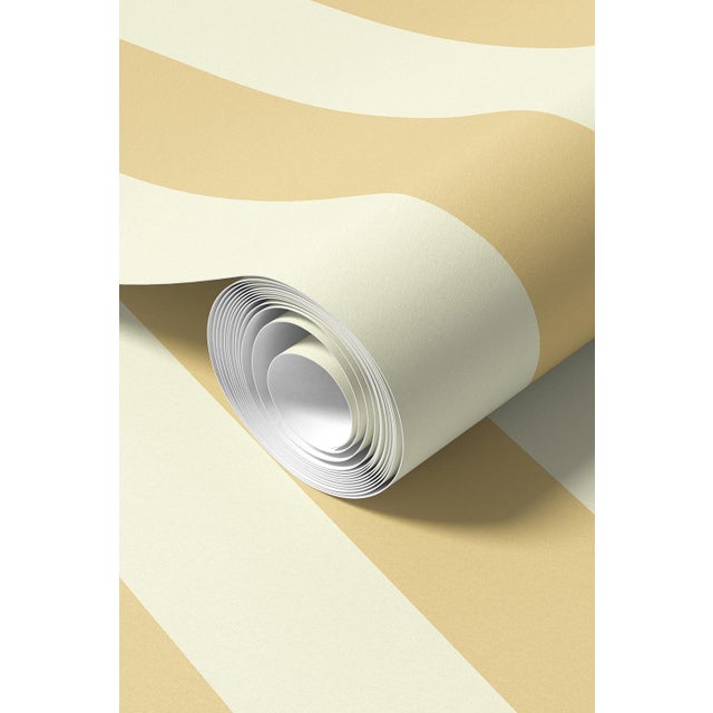 Clubhouse Stripe Grasscloth Wallpaper by House Party | Neutral Rattan & Vanilla Cream | 8 Yards For Sale - Image 12 of 13
