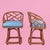 Art Deco Pair of Rattan Fretwork Low Stools For Sale - Image 3 of 5