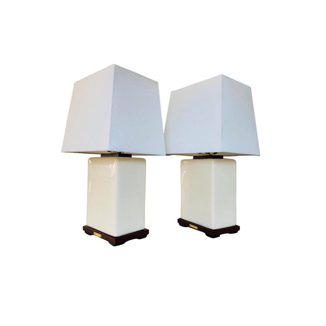 2020s Lauren Ralph Lauren Cream Crackle Glaze Ceramic Table Lamps, Pair For Sale - Image 5 of 12
