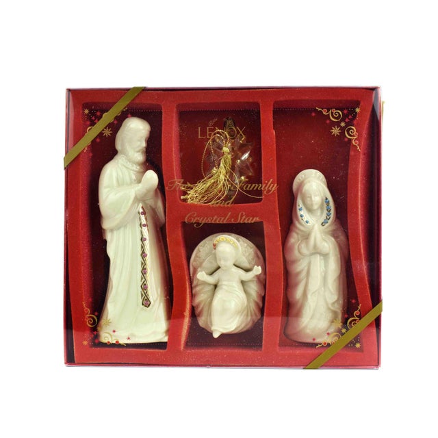1990's China Holy Family Nativity Set With Acrylic Star Jewels by Lenox Usa - 4 PCS For Sale - Image 11 of 11