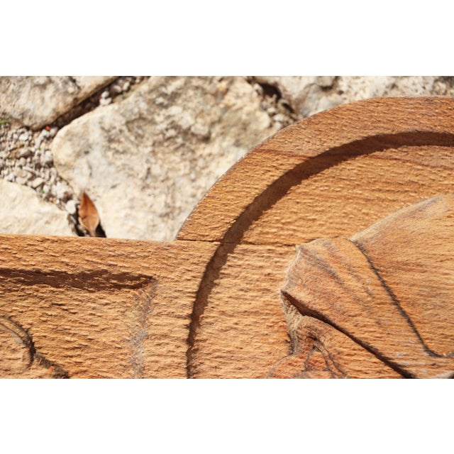 Wood 19th Century Large French Renaissance Carved Wooden Overdoor Depicting a Warrior and Mythological Creatures For Sale - Image 7 of 12