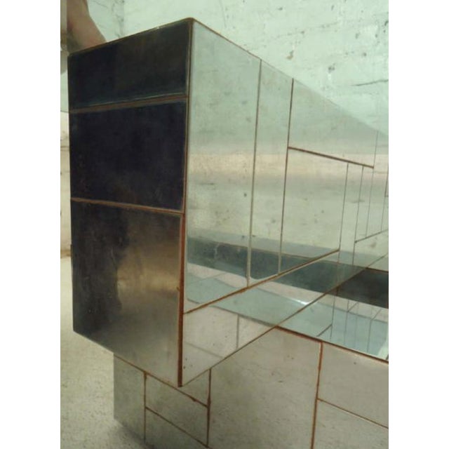 Chrome 1970s Signed Paul Evans Cityscape Cocktail Coffee Table Chrome Mirror and Glass, an Original For Sale - Image 8 of 10