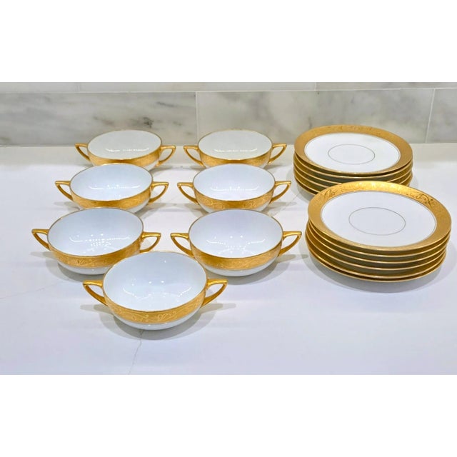 Thomas Bavaria Pickard 24k Gold Tea Set – 19 Pieces, 7 Cups & Saucers For Sale In Dallas - Image 6 of 11
