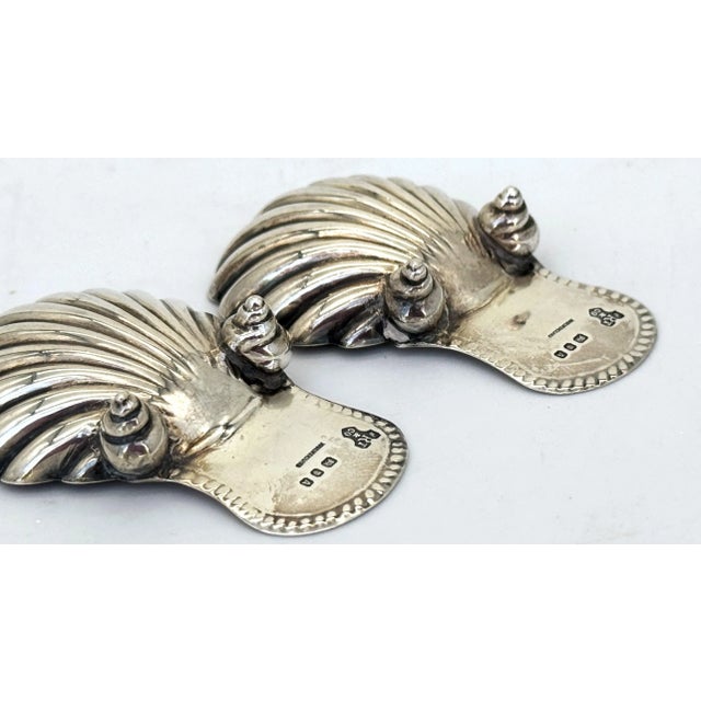 Pair 1893 English Silver Plated Shell-Form Tea Caddy Spoons, Shell Feet For Sale - Image 10 of 11