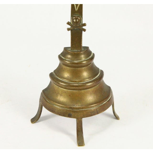 18th /19th C. Brass Crucifix Corpus Christi on Tripod Stand For Sale - Image 9 of 12