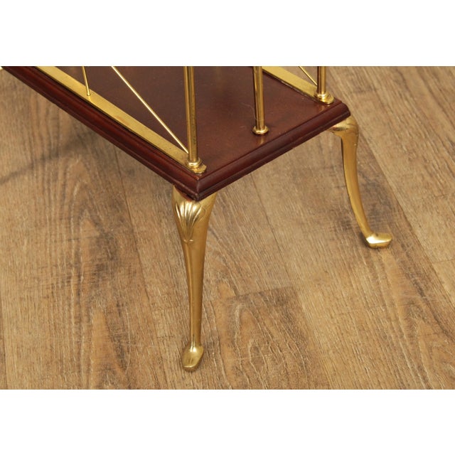 Decorative Crafts Inc. Regency Style Brass and Cherry Magazine Racks - A Pair For Sale - Image 11 of 13