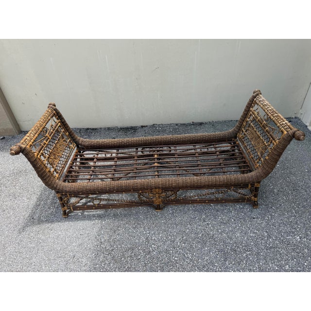 Stunning Vintage Rattan 7' Daybed For Sale - Image 9 of 12