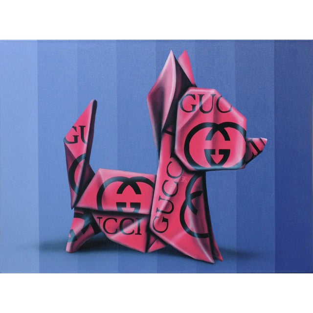 "Honor and Gucci" Contemporary Original Pop Art Acrylic Painting by Emilio Rama For Sale