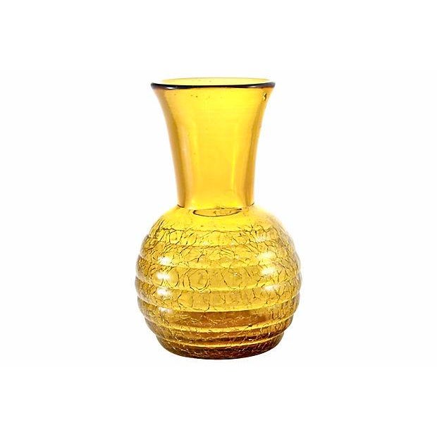 Amber Crackle Glass Ball Base Vase Chairish