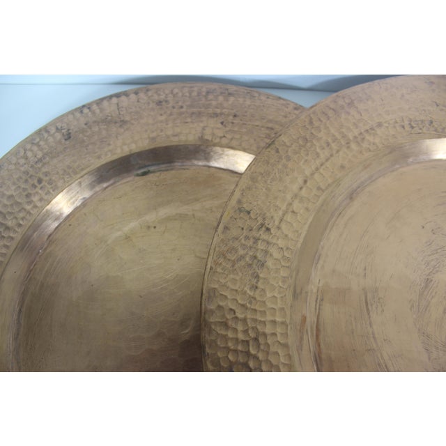 Copper Vintage Hammered Copper Chargers With Patina, Set of 6 For Sale - Image 8 of 11