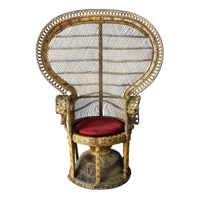 Peacock Chair in Rattan and Wicker, 1974 For Sale