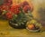 Bright Cheerful Vintage Oil Painting Floral Zinnia's and Fruit With Snail Signed For Sale - Image 4 of 7