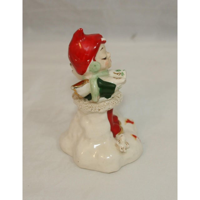 Mid Century Ceramic Singing Spaghetti Elf Christmas Bell Figurine For Sale - Image 4 of 9