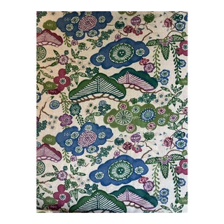 Schumacher Yume Linen Fabric 2 Yards in Emerald For Sale