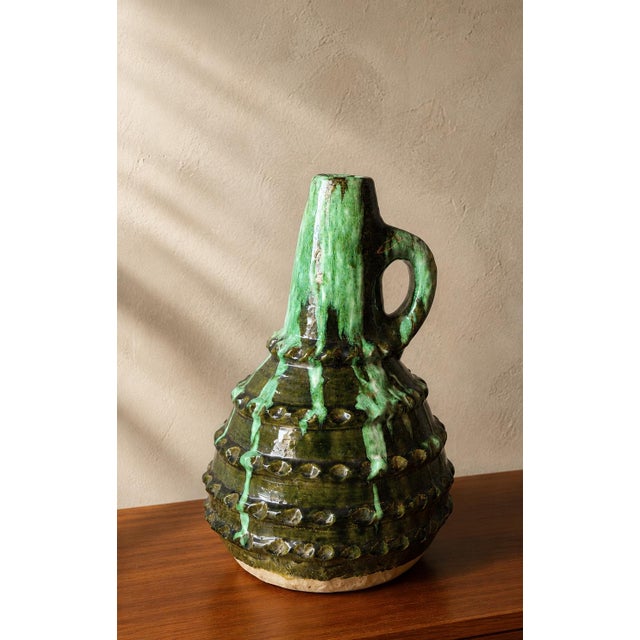 Large handcrafted glazed terracotta vessel, most likely produced in Southern France between the late 19th and early 20th...