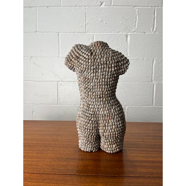 Gray Vintage Shell-Encrusted Nude Torso Sculpture, Mid-Century Modern For Sale - Image 8 of 11